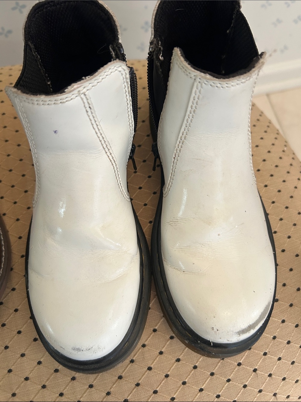 Dr. Martens Kids White Chelsea Boots with Black Sole